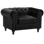 Beliani - fauteuil en velours noir dossier à points diamant style classique chesterfield Beliani - fauteuil en velours noir dossier à points diamant style classique chesterfield
