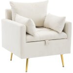 Gutent - fauteuil en velours, ottoman avec rangement, coussins dcoratifs et fauteuil lounge avec pieds ...