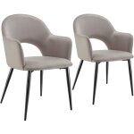Tectake - lot 2 fauteuils aspect velours rembourré max 120 kg taupe Tectake - lot 2 fauteuils aspect velours rembourré max 120 kg taupe