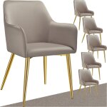 Tectake - lot 6 fauteuils aspect velours rembourrés avec dossier continu taupe Tectake - lot 6 fauteuils aspect velours rembourrés avec dossier continu taupe