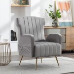 Fauteuil en velours fauteuil rembourr avec pieds dors mtalliss, pour salon, chambre  coucher, bureau, ...