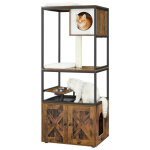 Feandrea - arbre  chat, maison pour chat avec cache - litire, gamelles surleves, poteau  griffer ...