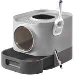 Bac  litire, litire pour chat xxl, avec couvercle, plateau amovible, pelle, brosse, espace pour grands ...
