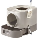 Bac  litire, litire pour chat xxl, avec couvercle, plateau amovible, pelle, brosse, grand espace pour ...