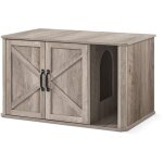 Meuble litire pour chat, meuble moderne cache - litire, entre par devant, double porte, poignes, ...