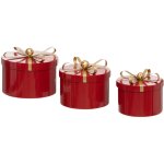 F��ric lights and christmas - d�co no�l lot de 3 bo�tes rondes en m�tal rouge - feeric christmas