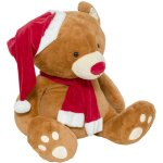 F��ric lights and christmas - d�co no�l peluche ours g�ant avec bonnet et �charpe rouge h 100 cm - feeric ...