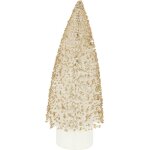 F��ric lights and christmas - d�co de no�l sapin lumineux blanc paillet� dor� 8 led h 20 cm - feeric ...