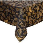 Fééric lights and christmas - nappe anti - taches noir imprimé feuilles dorées 140 x 360 cm - feeric ... Fééric lights and christmas - nappe anti - taches noir imprimé feuilles dorées 140 x 360 cm - feeric ...