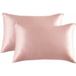 2 taies d'oreiller en satin 50 x 75 cm (rose) fei yu