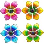 Lot de 4 d�corations murales en m�tal 3d en forme de fleurs, d�coration murale, sculptures murales suspendues, ...