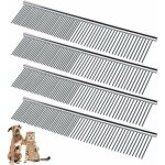 4pcs peigne pour animaux en acier inoxydable, brosse de toilettage en acier inoxydable peigne pour chien ...