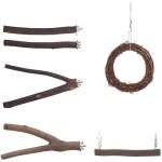 Lot de 6 perchoirs à oiseaux en bois naturel, support circulaire, balançoire, jouets pour calopsittes, ... Lot de 6 perchoirs à oiseaux en bois naturel, support circulaire, balançoire, jouets pour calopsittes, ...
