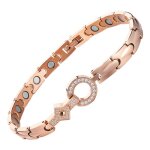 Fei yu - bracelet de thrapie magntique puissant en acier inoxydable serti de diamants, or rose