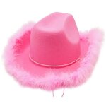 Chapeau de cow - girl western pour femme, chapeau fedora  large bord avec bordure en plumes, accessoires ...