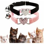 Collier chats, collier de chat ajustable en velours doux avec cloche, fourniture d'animaux dmestique ...