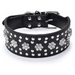 Fei yu - collier pour chien en cuir clout (noir s)