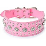 Fei yu - collier pour chien en cuir clout (rose xs)