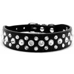 Fei yu - collier de chien en cuir avec strass (noir l)