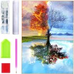 Diy peinture diamant, 5d diamond painting kit, diamant peinture - arbre de quatre saison, peinture par ...