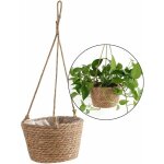 Pot de fleurs  suspendre en corde de jute - panier pliable en jonc de mer, macram - pour plantes succulentes ...