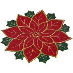 1 set de table de noël brodé rouge avec poinsettia - set de table rond pour décoration de noël ou de ... 1 set de table de noël brodé rouge avec poinsettia - set de table rond pour décoration de noël ou de ...