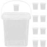 Lot de 10 seaux à glaçons carrés transparents épais avec couvercle Lot de 10 seaux à glaçons carrés transparents épais avec couvercle