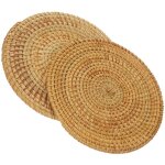 Lot de 2 sets de table ronds et antidérapants en rotin, style bohème, pour table basse, coussins de table ... Lot de 2 sets de table ronds et antidérapants en rotin, style bohème, pour table basse, coussins de table ...