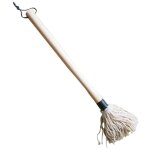 Balai  vaisselle en fibre de coton avec manche long en bois dur pour barbecue, rtissage, grillage, ...