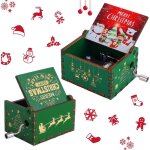 Feiyue - bote  musique  manivelle jingle bells de nol, mini bote  musique vintage grave en bois, ...