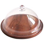Feiyue - plateau  gteaux en bois avec couvercle en acrylique transparent, assiette ronde pour prsentation ...