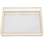Plateau de rangement nordique rtro en verre dor, plateau de rangement de maquillage rectangulaire, ...