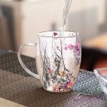 Tasses à café à double paroi, tasse en verre transparent avec poignée, verres isolés résistants à la ... Tasses à café à double paroi, tasse en verre transparent avec poignée, verres isolés résistants à la ...