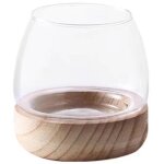 Vase en verre et bois pour plantes, vase hydroponique en verre cratif, station de culture de plantes, ...