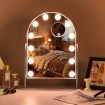 Fenchilin - miroir de courtoisie hollywoodien arqu, miroir de table 30cm x 41cm, luminosit rglable ...