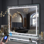 Fenchilin miroir avec lumi�re miroir avec bluetooth peut ajuster 3 effets de lumi�re accrocher mur / ...