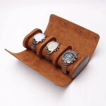 Fentes bo�te de montre r�tro en cuir pu montre rouleau �tui de voyage �lastique montre organisateur support ...
