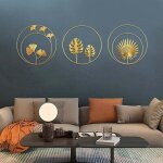 Fer mural sculptures, 3pcs d�coration murale en m�tal fer ornements murale en feuille de tortue et feuille ...