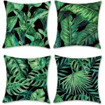 Feuilles tropicales housses coussin 45x45 cm lot de 4 polyester lin, canap� lit chaise voiture d�coration ...
