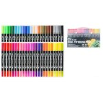 Feutres coloriage adulte 48 couleurs, double pointe feutre aquarelle, feutre pinceau pour dessin, manga, ...