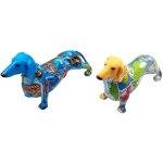 Figurine de chien teckel, d�coration pop art moderne, r�sine multicolore, id�ale pour les collectionneurs, ...