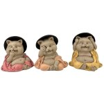 Figurine dcorative bouddha chat : ne rien voir, ne rien entendre, ne rien dire ? sculpture en rsine ...