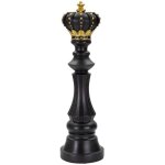 Figurine chec dcoratif en polyrsine noire et dore roi modle 3