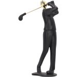 Figurine de golfeur noir mat avec base antidrapante et ligne lissante, statue d'homme golfeur pour bibliothq ...
