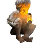 Figurines jardin r�sine lucioles solaires gar�on fille d�coration ext�rieure fleurs