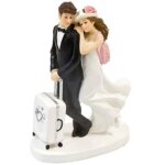 Figurine de mariage - suj4991 - couple de mari�s - noir et blanc - 17. 5 cm - r�sine