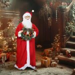 Figurine de p�re no�l, debout de p�re no�l, commande vocale, musique festive, bras pliables, 110 cm, ...
