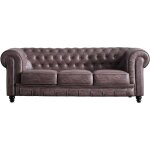 Fijalo - canapé chesterfield 3 places vintage chocolat Fijalo - canapé chesterfield 3 places vintage chocolat