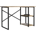Table de bureau. table d'ordinateur. avec 2 tagres. style industriel. structure en mtal noir et plateau ...