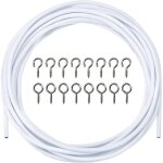 Fil de rideaux 3 mètre blanc - câble à rideau kit avec 6 paires crochets et yeux - corde suspendue pour ... Fil de rideaux 3 mètre blanc - câble à rideau kit avec 6 paires crochets et yeux - corde suspendue pour ...